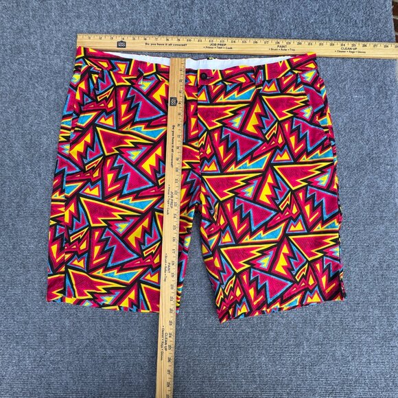 Hreski Golf Shorts Mens Size 42 Multicolor Crazy Loud All Over Print Performance - Picture 4 of 11